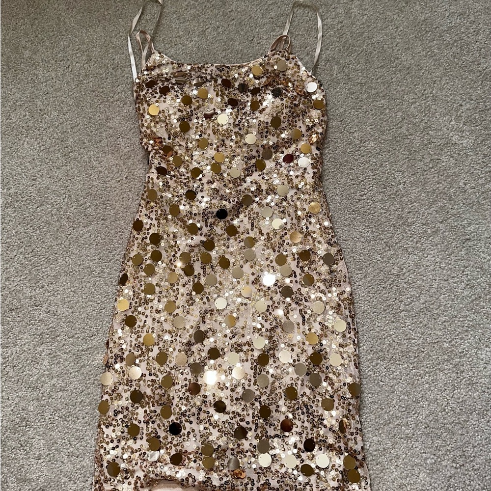 Glamorous Gold and Silver Sequin Mini Dress